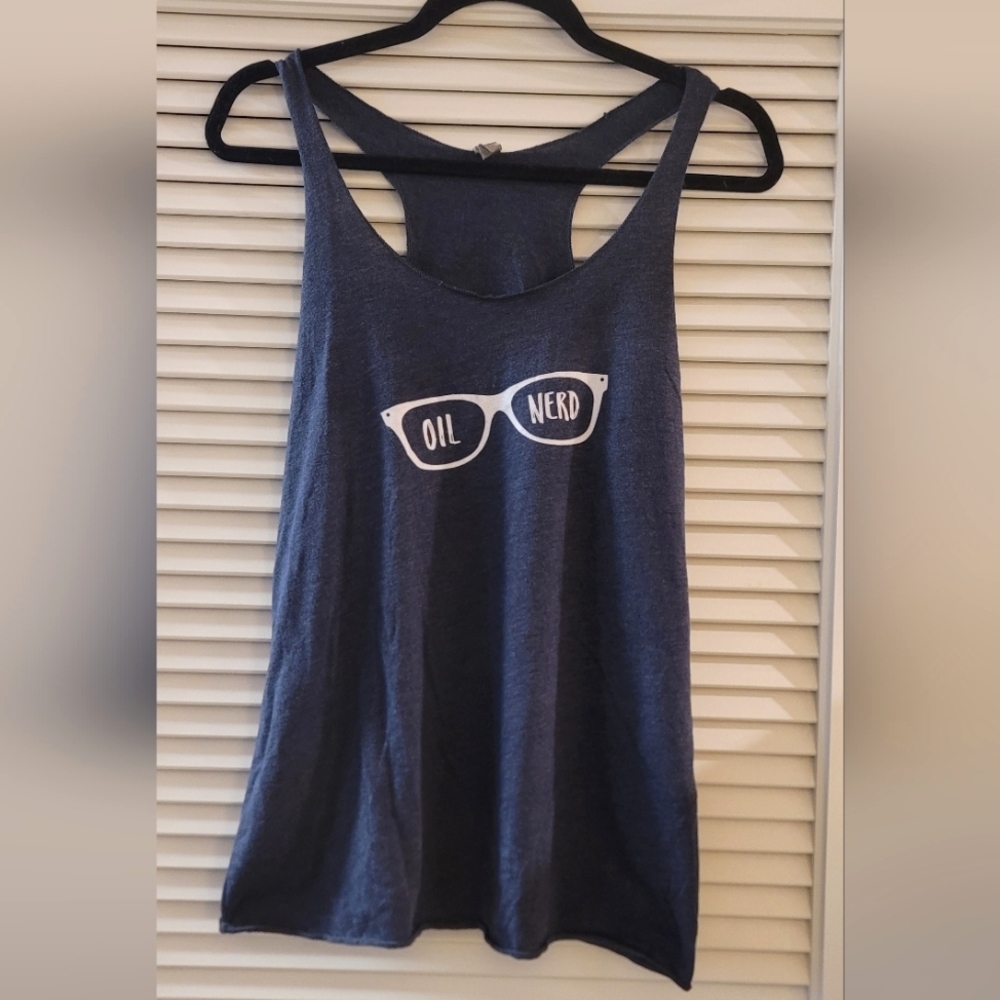 Next Level - Charcoal Grey & White Graphic Oil Nerd Racerback Top